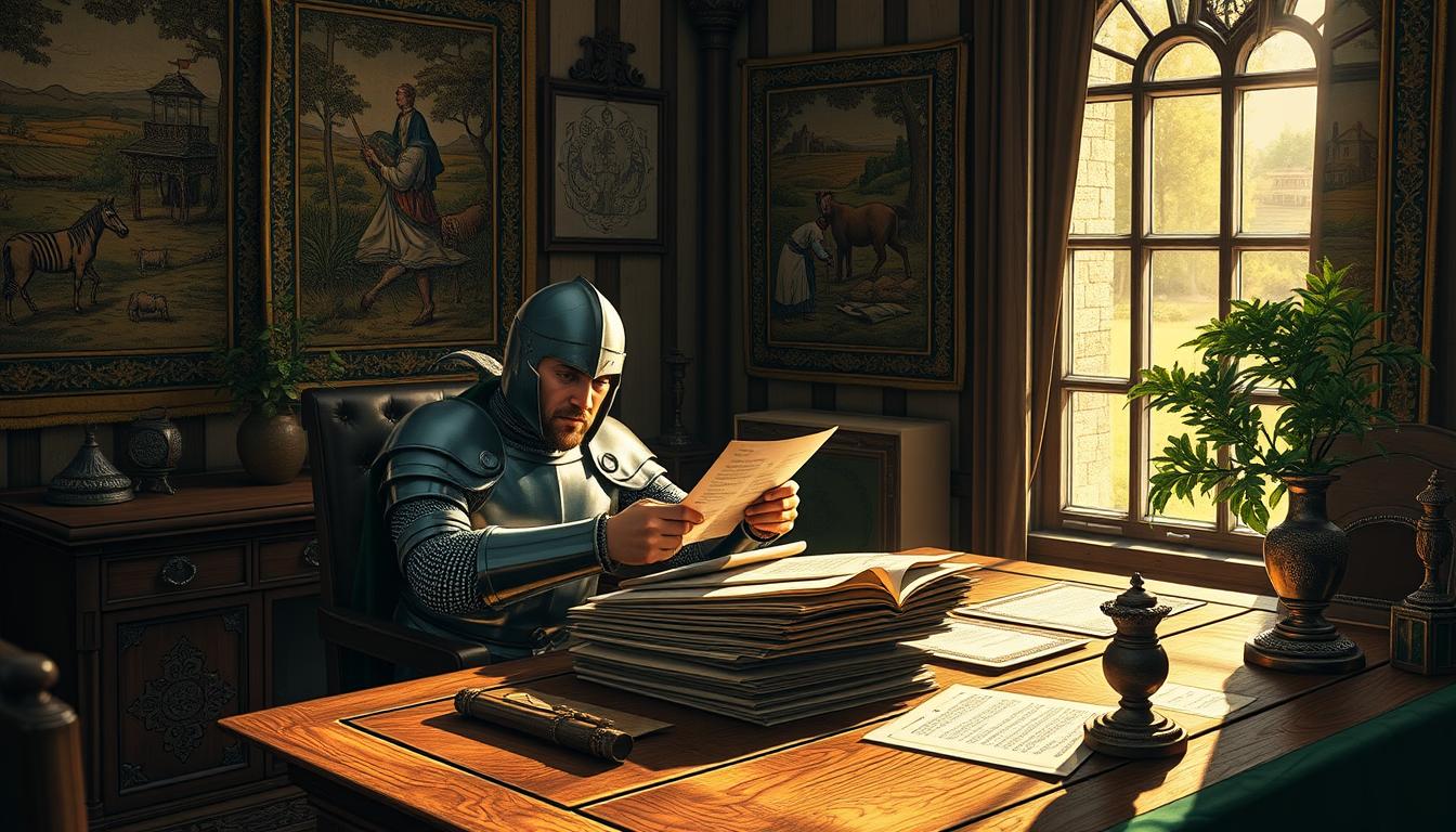 Knight of Pentacles tarot card representing diligence and slow progress