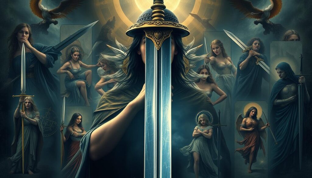 Page of Swords tarot card variations