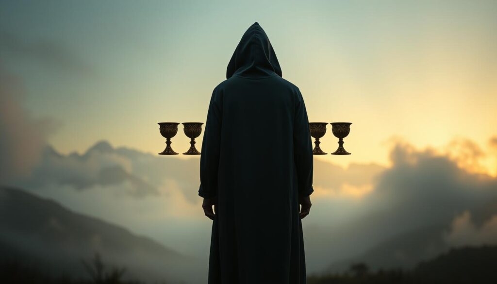 Upright Eight of Cups tarot card