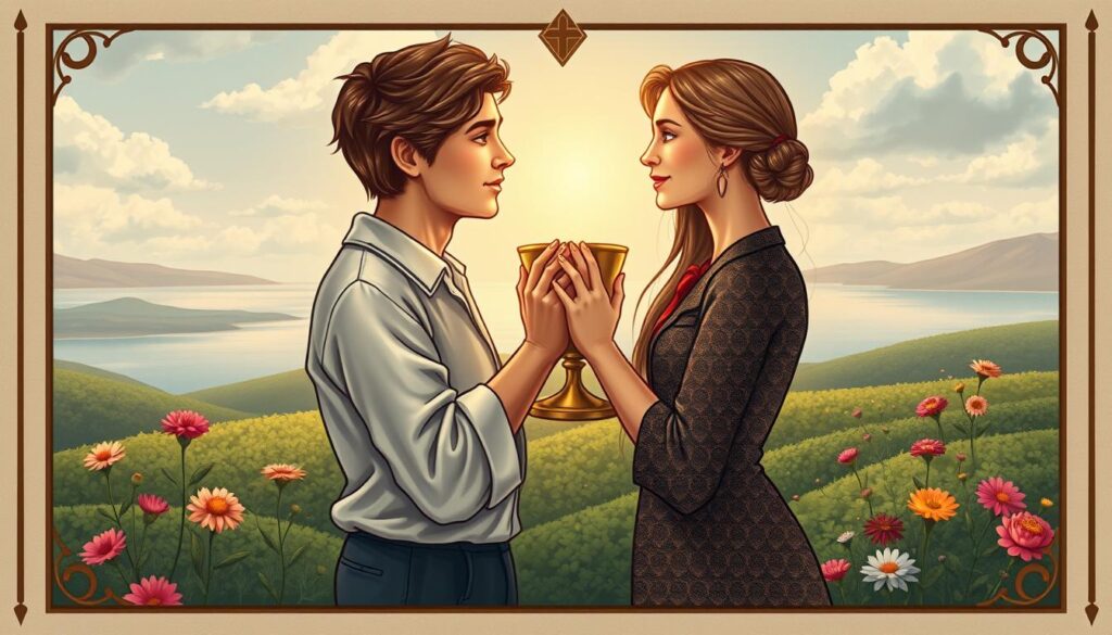 upright Two of Cups tarot card