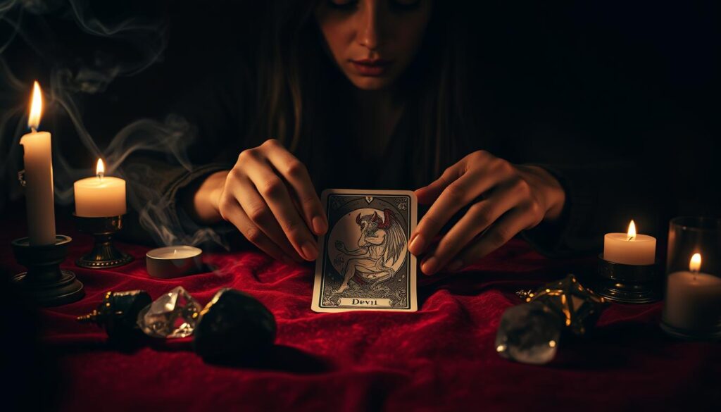 reading tarot card