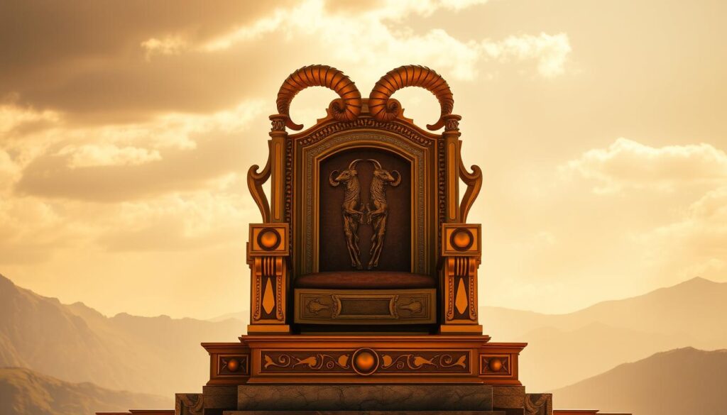 throne and rams symbol