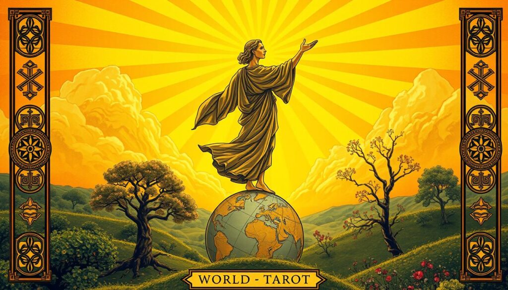 upright world tarot card