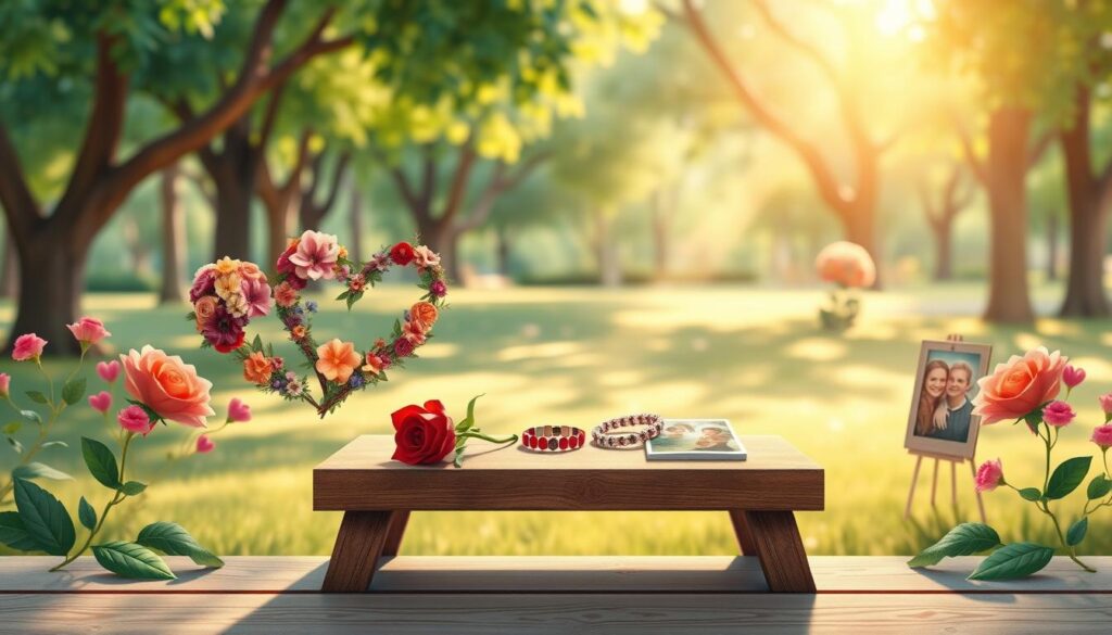 A beautifully illustrated scene showcasing various common love variants, featuring a soft, warm color palette. In the foreground, a pair of delicate, intertwined hearts representing different types of love—romantic, platonic, familial—crafted from vibrant flowers and leaves. In the middle, an elegantly arranged wooden table displays small, symbolic items, like a rose, friendship bracelets, and family photographs. The background features a serene park setting with gentle sunlight filtering through the trees, creating a harmonious atmosphere. The focus is on the subtle interplay of light and shadow, evoking a sense of warmth and connection. The mood is tender and inviting, ideal for reflecting the diverse meanings of love. A beautifully illustrated scene showcasing various common love variants, featuring a soft, warm color palette. In the foreground, a pair of delicate, intertwined hearts representing different types of love—romantic, platonic, familial—crafted from vibrant flowers and leaves. In the middle, an elegantly arranged wooden table displays small, symbolic items, like a rose, friendship bracelets, and family photographs. The background features a serene park setting with gentle sunlight filtering through the trees, creating a harmonious atmosphere. The focus is on the subtle interplay of light and shadow, evoking a sense of warmth and connection. The mood is tender and inviting, ideal for reflecting the diverse meanings of love.