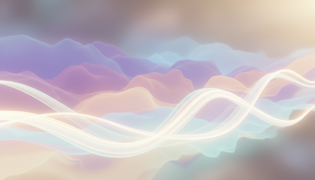 Vibrant aura wallpaper design showcasing an elegant blend of soft pastel colors, with swirling patterns creating a dynamic yet soothing effect. In the foreground, delicate, luminous waves of light seem to flow and dance, evoking a sense of tranquility. The middle layer features subtle gradients transitioning between rich lavenders, gentle pinks, and calming blues, enhancing the elegance of the atmosphere. In the background, a softly blurred abstract texture lays the foundation, providing depth and intrigue without overpowering the main elements. The lighting is warm and ambient, casting a gentle glow that enhances the wallpaper’s ethereal quality, reminiscent of a serene, early morning sky. Capture this scene from a slight angle to emphasize the texture and depth, aiming to evoke a feeling of sophistication and serenity. No text or human figures are present.